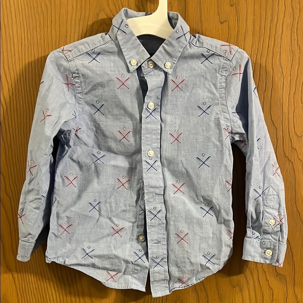 Vineyard Vines Blue Crossed Bats Button-Up Shirt Toddler‎ Shirt 3T